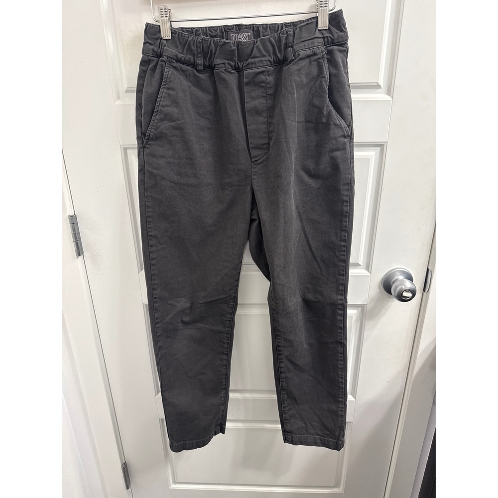Toast Women Charcoal Grey Cotton Twill Elastic Waist Tapered Pants Size 6